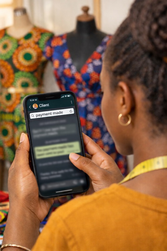 Checking business messages on a phone